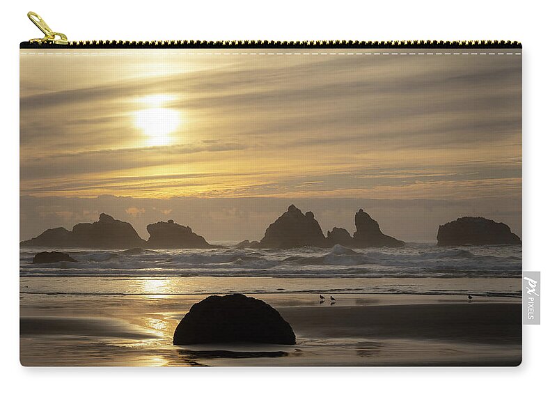 Beaches Zip Pouch featuring the photograph Bandon Gold by Steven Clark