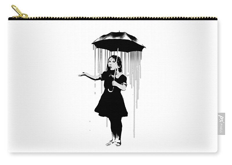 Banksy Nola Girl With Umbrella 3 Zip Pouch by Banksy - Pixels Merch