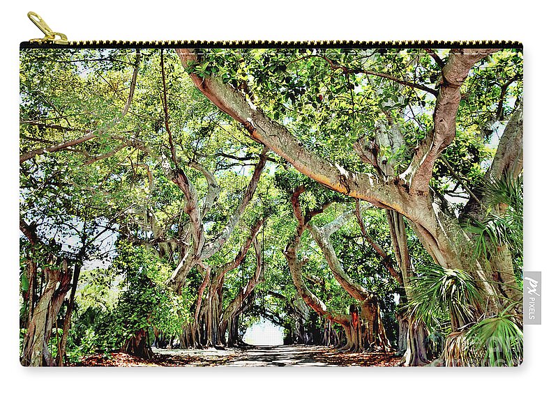 Banyan Zip Pouch featuring the photograph Banyan Street Boca Grande by Alison Belsan Horton