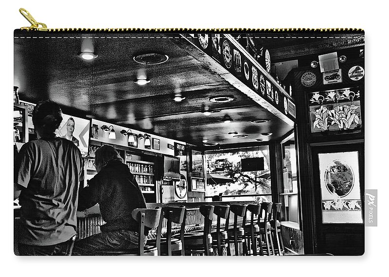 Bar Zip Pouch featuring the photograph Bar at the Village Pub, afternoon break. by Bill Jonscher