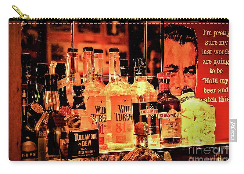 Bar Bottle Alcohol Zip Pouch featuring the photograph Bar Back by John Linnemeyer