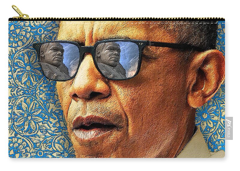 President Zip Pouch featuring the painting Barack Obama Martin Luthor King by Tony Rubino