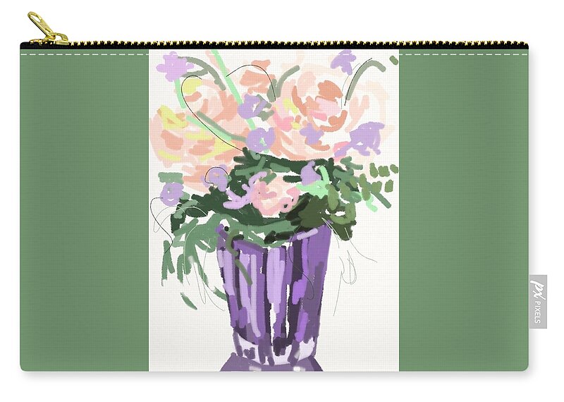  Zip Pouch featuring the painting Barbara's Flowers by Carol Berning