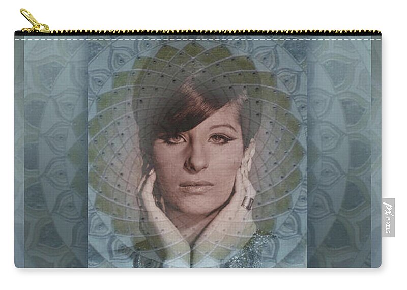  Zip Pouch featuring the digital art Barbra Streisand 48 by Richard Laeton