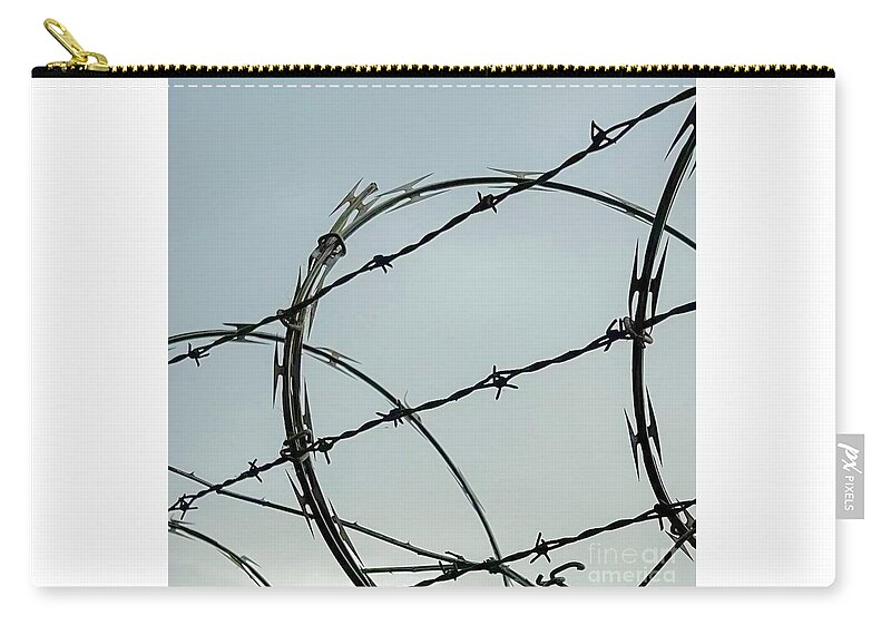 Barbiwire Zip Pouch featuring the photograph Barbwire #3 by Manuela's Camera Obscura