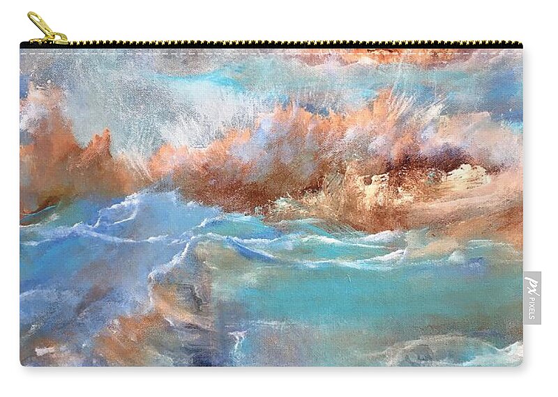 Blue Zip Pouch featuring the painting Barriers 2 by Soraya Silvestri