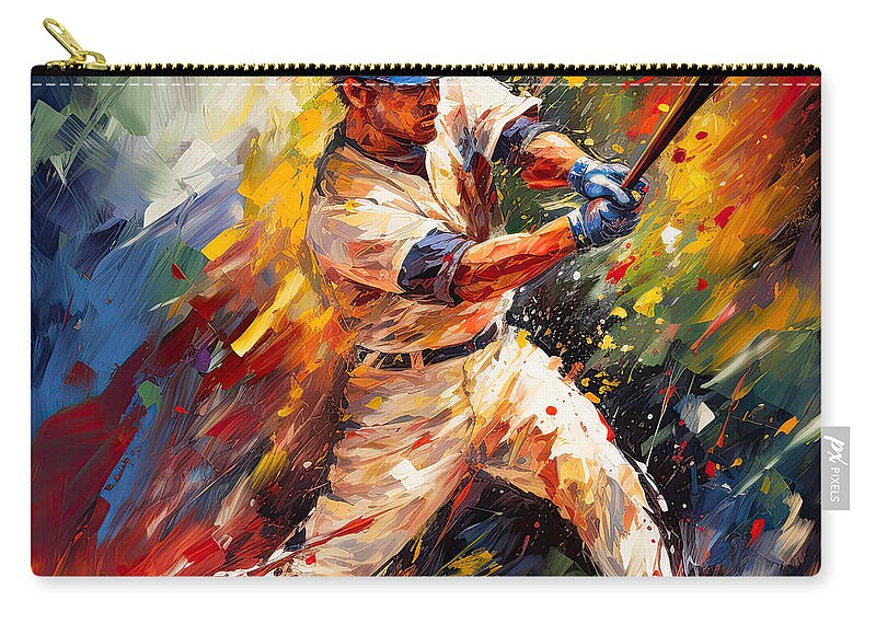 Baseball Zip Pouch featuring the digital art Baseball Passion - Baseball Colorful Art by Lourry Legarde