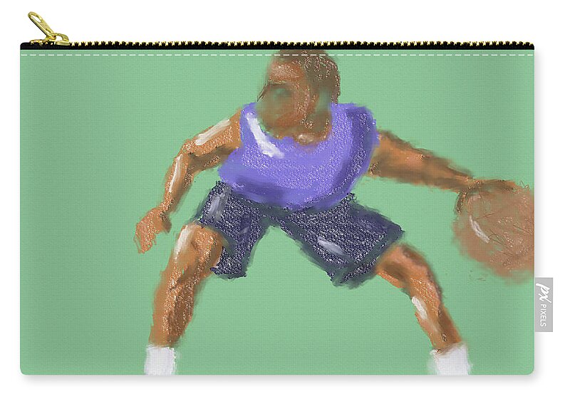 Basketball Zip Pouch featuring the digital art #Basketball #Game #Player by Arlene Babad