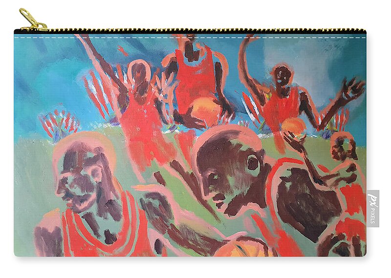 Enrico Garff Zip Pouch featuring the painting Basketball Soul by Enrico Garff