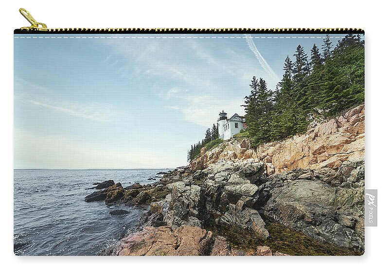 Bass Harbor Zip Pouch featuring the photograph Bass Harbor Head Light Lighthouse by Stacy Abbott