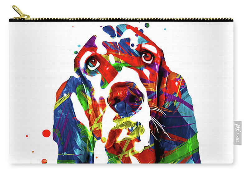 Dog Zip Pouch featuring the digital art Basset Hound Art by Ian Mitchell