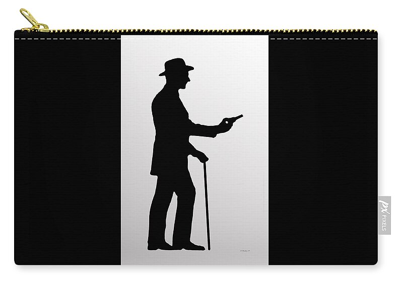 2d Zip Pouch featuring the digital art Bat Masterson Silhouette Icon by Brian Wallace