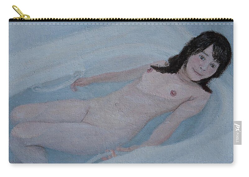 Nude Zip Pouch featuring the painting Bath Time by Masami IIDA