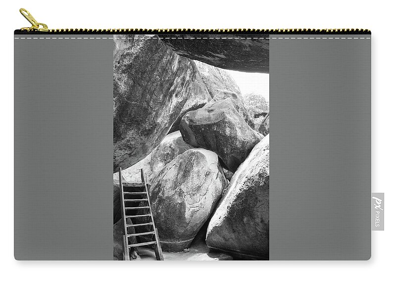 Baths National Park Zip Pouch featuring the photograph Baths National Park Rocks in Black and White by James C Richardson