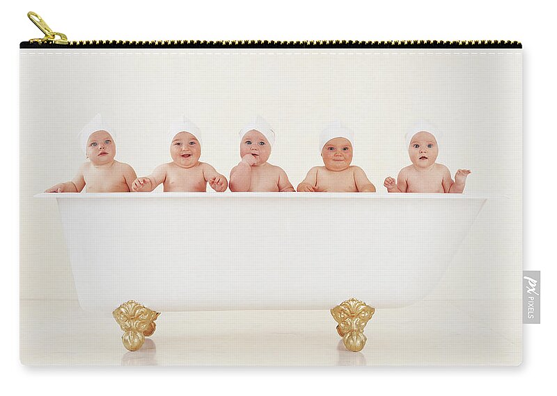 Bathrub Zip Pouch featuring the photograph Bathtub Babies by Anne Geddes