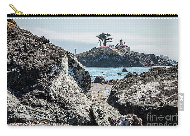 Afternoon Zip Pouch featuring the photograph Battery Point Lighthouse And Rocks by Al Andersen
