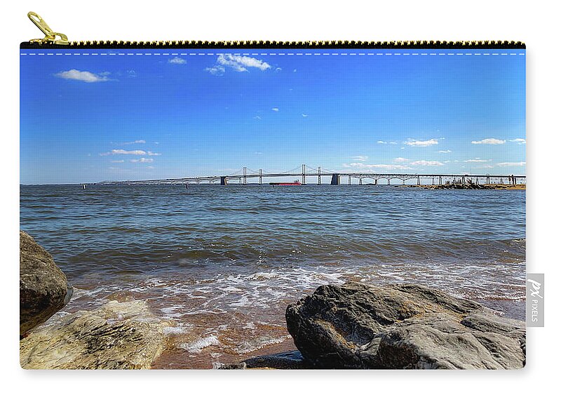 Water Zip Pouch featuring the photograph Bay Bridge from Sandy Point by Lora J Wilson