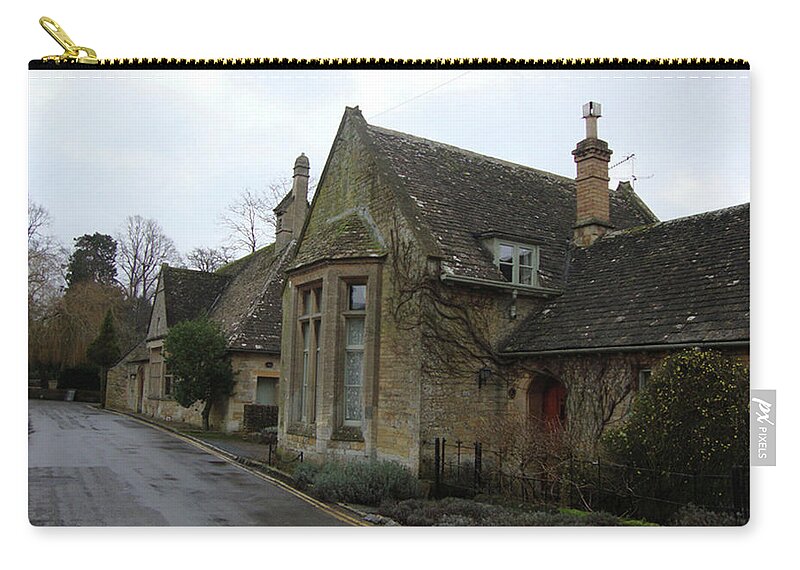 Medieval Village Zip Pouch featuring the photograph Bay Windows in the Cotswolds by Roxy Rich