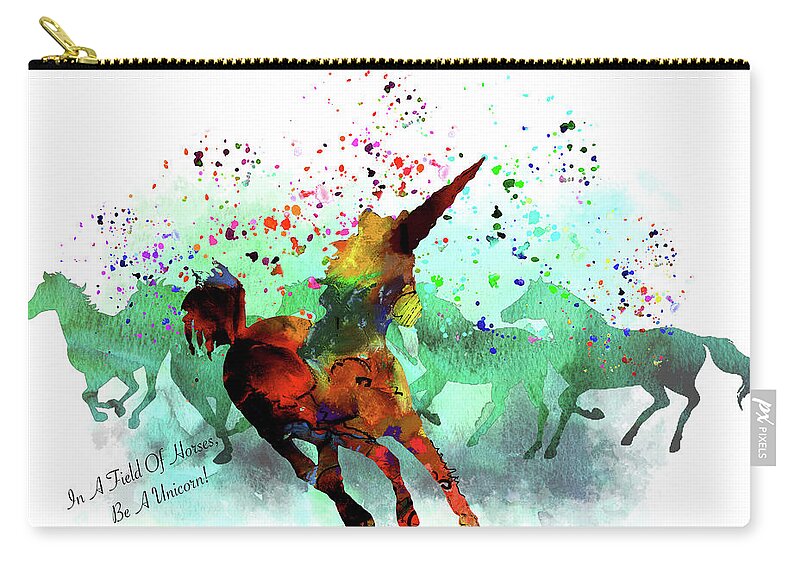 Unicorn Zip Pouch featuring the painting Be A Unicorn by Miki De Goodaboom