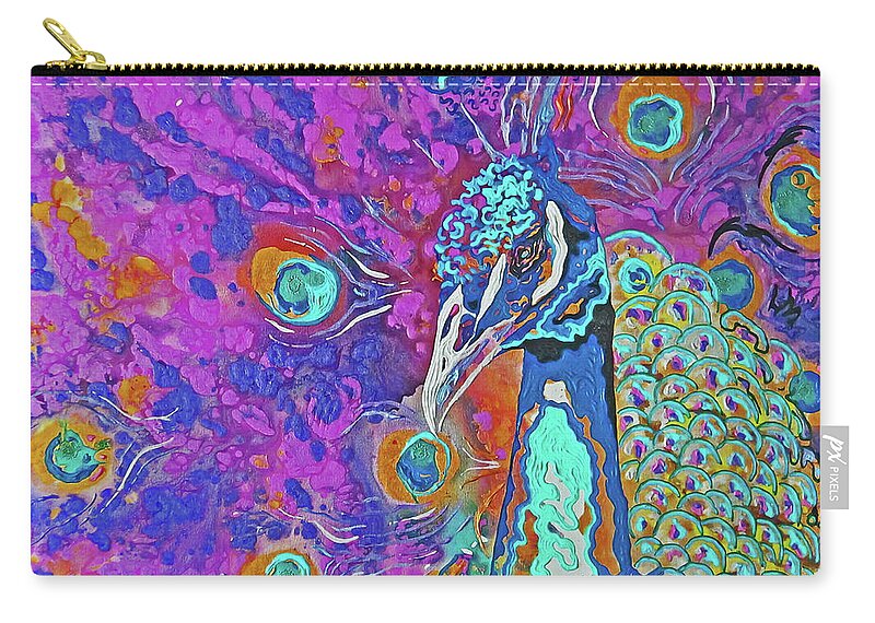 Peacock Zip Pouch featuring the painting Be Cocky by Thom MADro