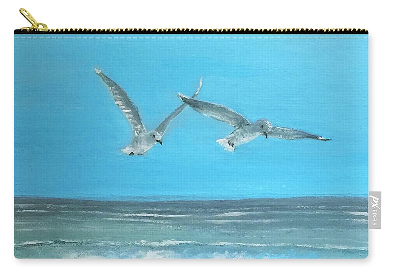  Zip Pouch featuring the painting Beach Buddies by Linda Bailey