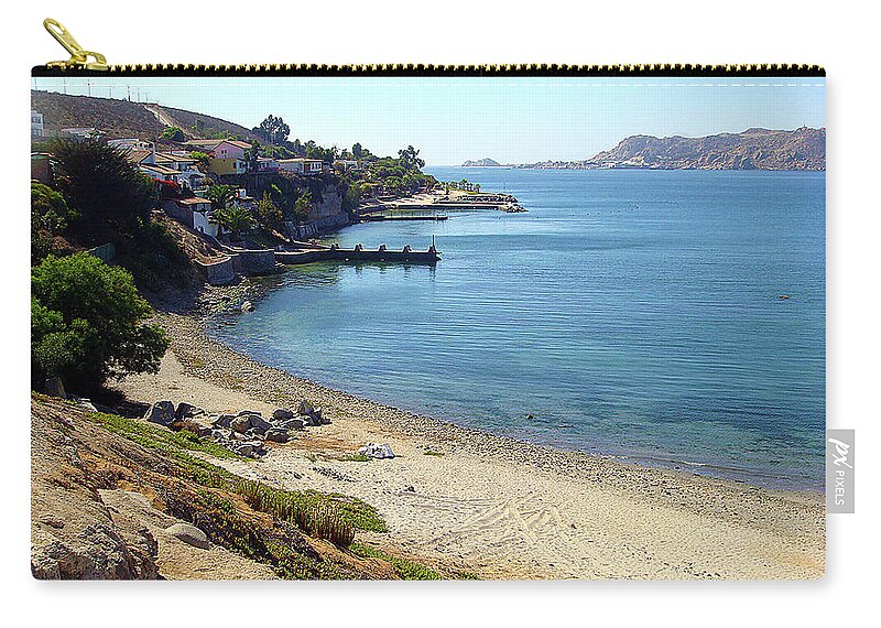 Chili Zip Pouch featuring the photograph Beach Cove, Chile, South America by Karen Zuk Rosenblatt