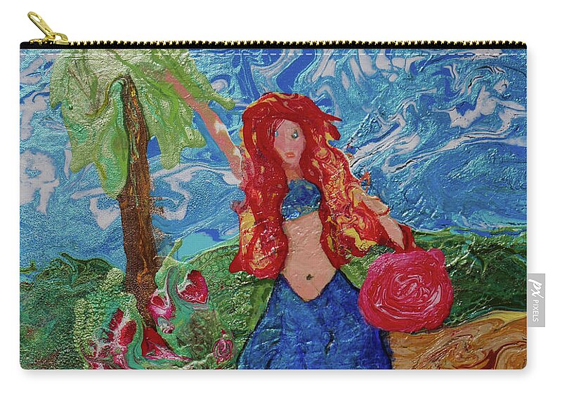 Beach Zip Pouch featuring the painting Beach Girl by Tessa Evette