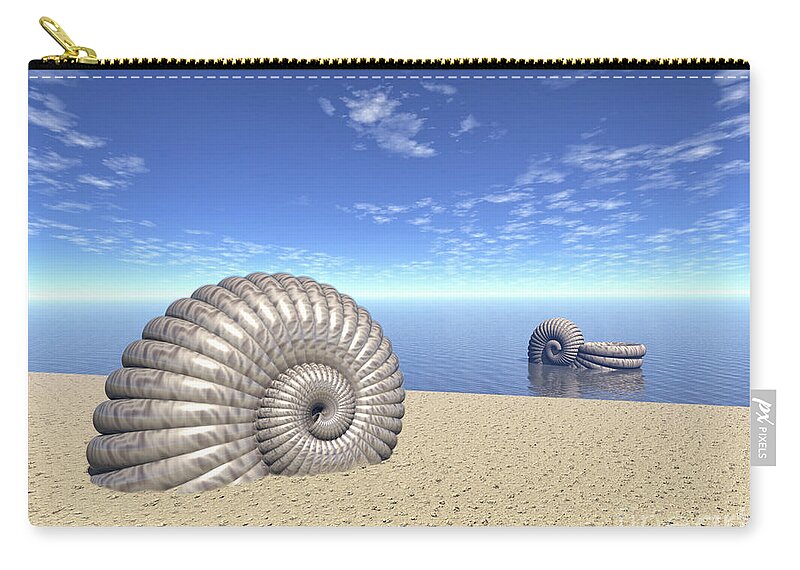 Ancient Carry-all Pouch featuring the digital art Beach of Shells by Phil Perkins