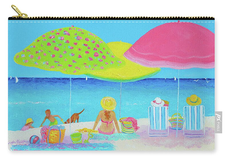 Beach Zip Pouch featuring the painting Beach Painting - Beach Life by Jan Matson