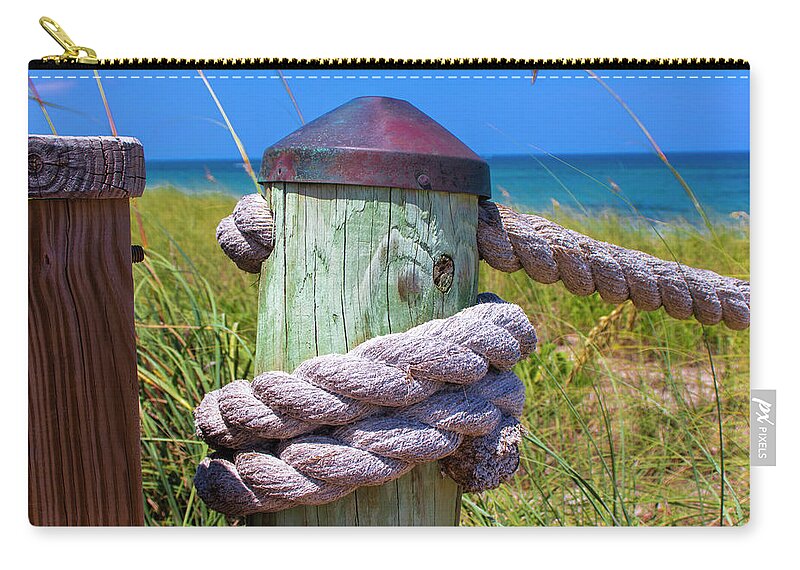 Rope Zip Pouch featuring the photograph Beach Path Ropes by Blair Damson