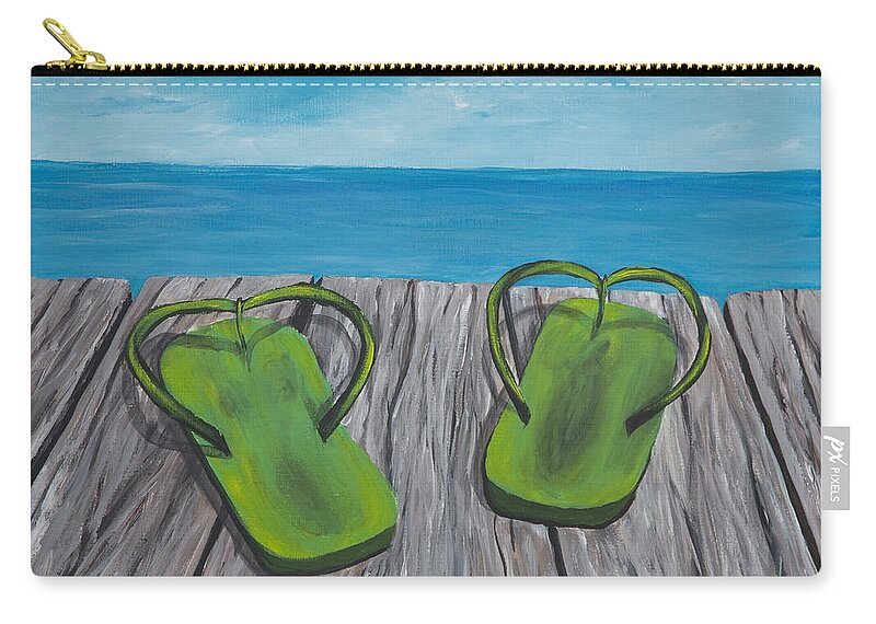 Landscape Carry-all Pouch featuring the painting Beach Sandals 4 by Darice Machel McGuire