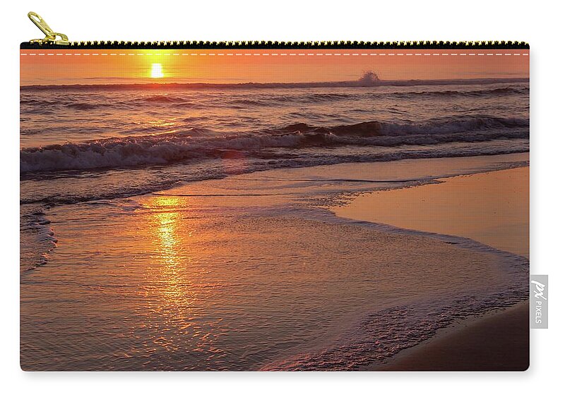 Atlantic Zip Pouch featuring the photograph Beach Sunrise by Liza Eckardt