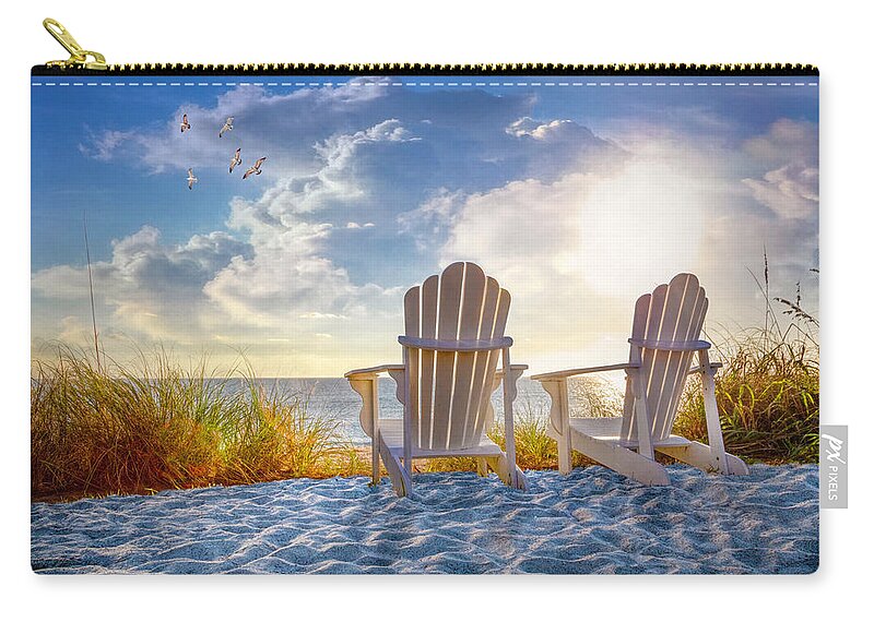 Clouds Zip Pouch featuring the photograph Beach Time by Debra and Dave Vanderlaan