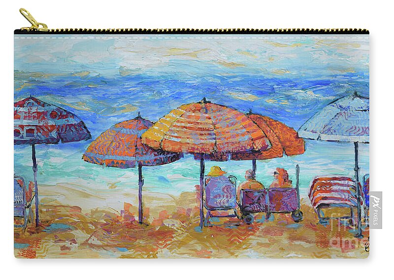  Zip Pouch featuring the painting Beach Umbrellas by Jyotika Shroff