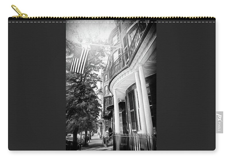 Boston Zip Pouch featuring the photograph Beacon Hill Boston Massachusetts Black and White by Carol Japp
