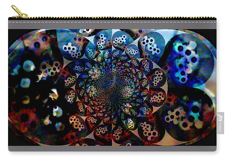 Black Zip Pouch featuring the digital art Beaded Earring In Dark And Electric Blue by Kari Myres