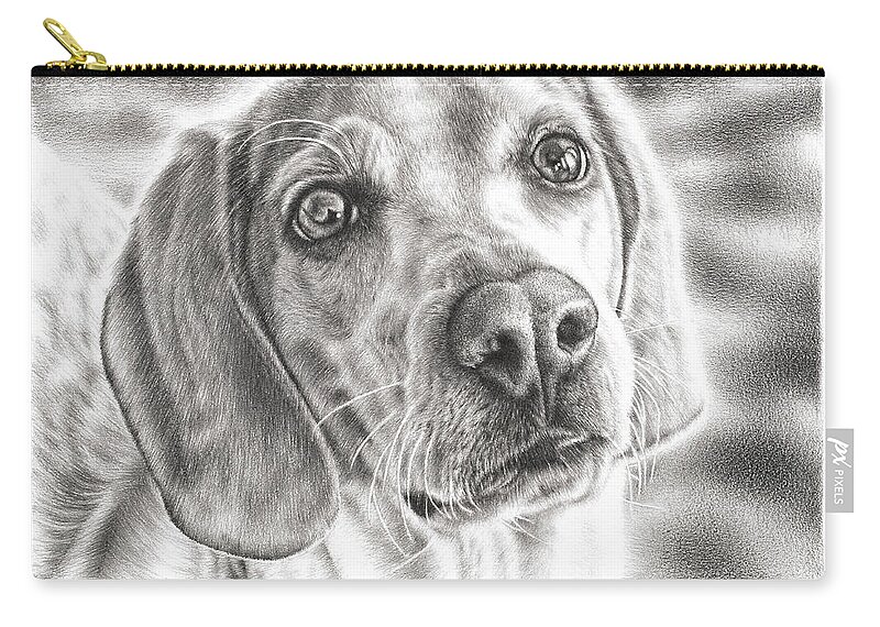 Beagle Zip Pouch featuring the drawing Beagle by Casey 'Remrov' Vormer