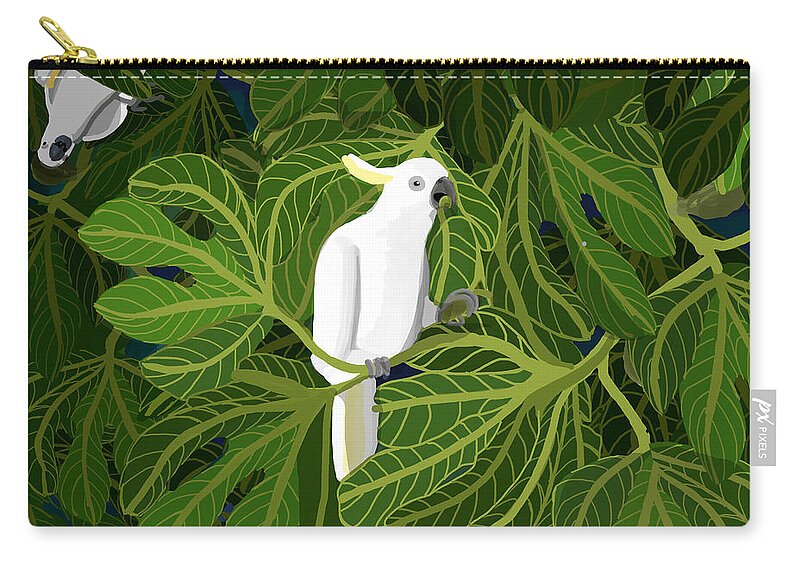 Cockatoo Zip Pouch featuring the digital art Beak Cocky by Donna Huntriss
