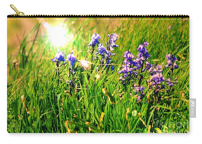Bluebells Zip Pouch featuring the photograph Beams On Bluebells by Kimberly Furey