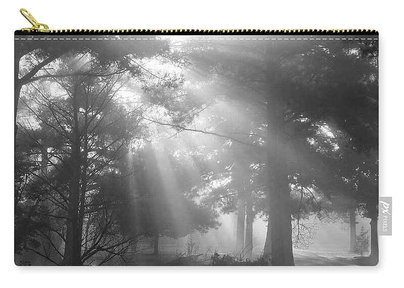 Fine Art Zip Pouch featuring the photograph Beams Through the Trees by Mike McGlothlen