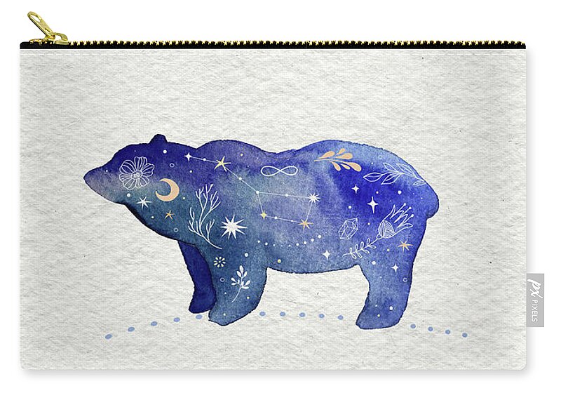 Bear And Moon Carry-all Pouch featuring the painting Bear And Moon by Garden Of Delights