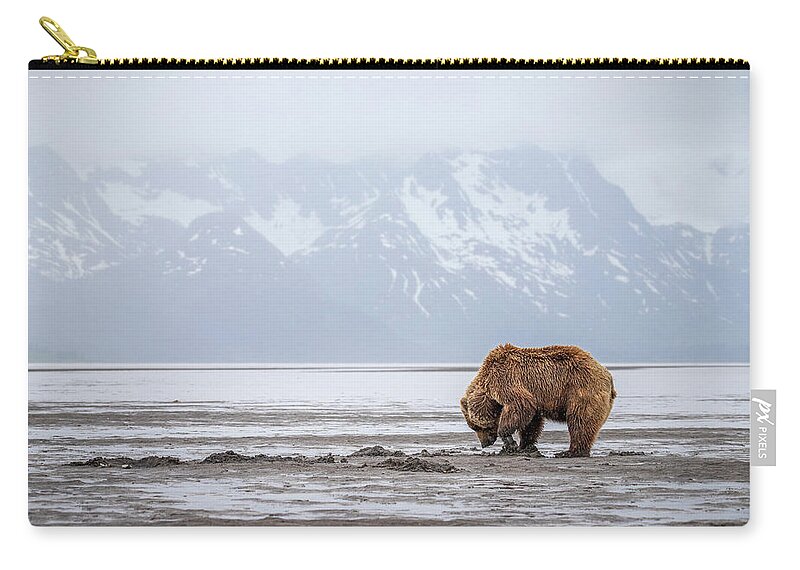 (ursus Arctos) Zip Pouch featuring the photograph Bear Flats by James Capo
