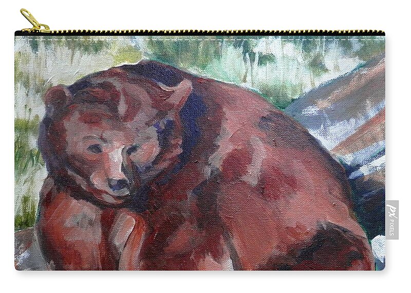 Brown Bear Zip Pouch featuring the painting Bear from Bear Country by Martha Tisdale