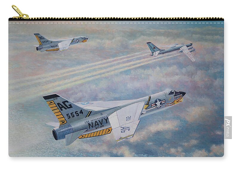 Aviationart Zip Pouch featuring the painting Bear Intercept by Douglas Castleman