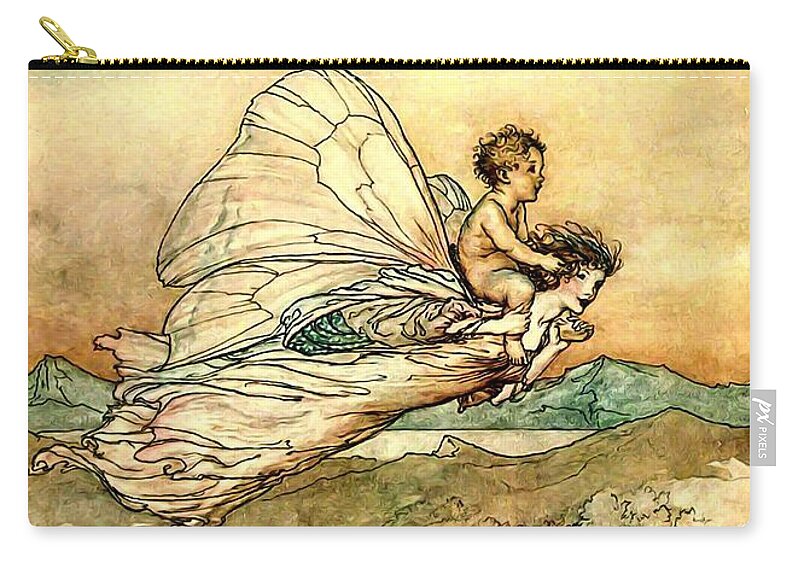 “arthur Rackham” Zip Pouch featuring the digital art Bear The Changeling to My Bower by Patricia Keith
