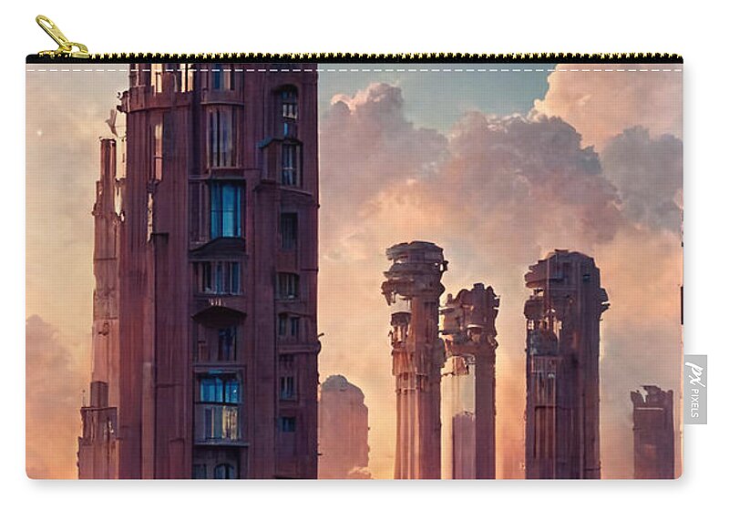 Picture Carry-all Pouch featuring the painting Beautiful buildings in a city detailed concept art arch 1ae4ba18 6aca 4614 bdee ec78565 by MotionAge Designs
