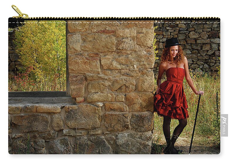 Exclusive Zip Pouch featuring the photograph Beautiful Chorus Girl in a Ghost Town Fine Art Photography by Mark Stout