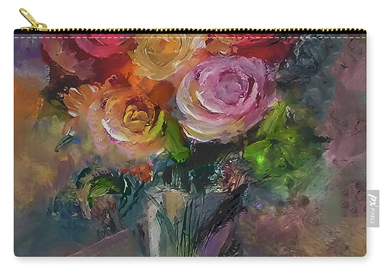 Beautiful Zip Pouch featuring the painting Beautiful Fresh Cut Bouquet by Lisa Kaiser