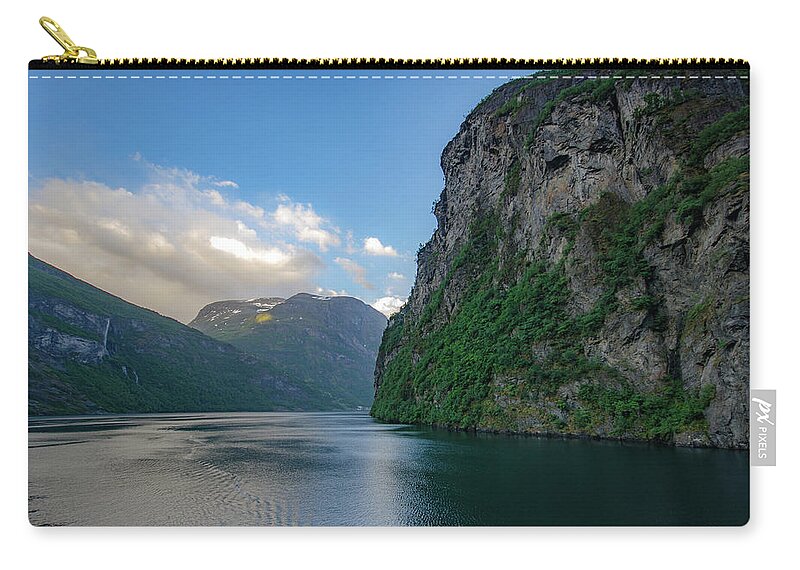 Fjord Zip Pouch featuring the photograph Beautiful Geiranger Fjord in Norway by Matthew DeGrushe