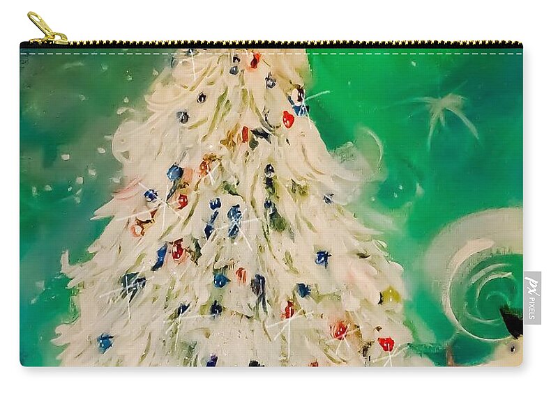 Christmas-tree Zip Pouch featuring the digital art Beautiful Green December by Lisa Kaiser